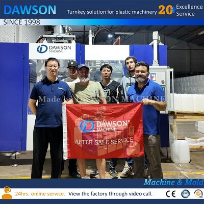 4 Screw Heating Zone Plastic Blow Molding Machine HDPE Jerrycan Bottle Production Line Clamping Force 270 KN Technology